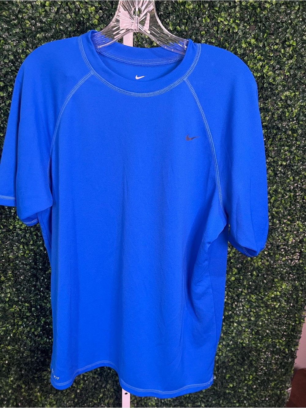 Nike Short Sleeve Athletic Tee in Bright Blue with Small Swoosh